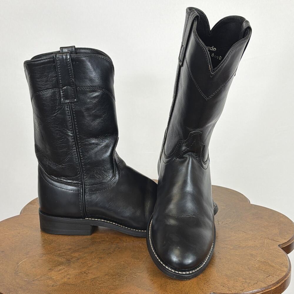 Laredo Black Leather Western Boots Tonal Stitching Men's 8.5D Style 1698